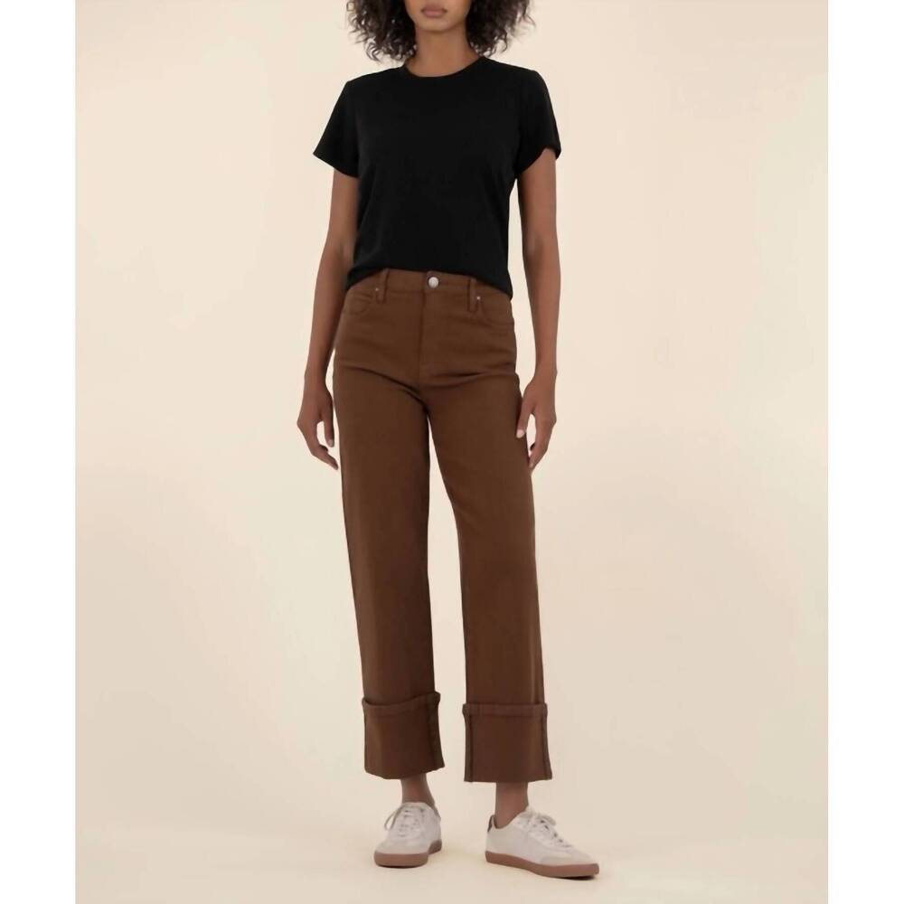 NEW KUT FROM THE KLOTH sienna high rise straight leg jeans in cafe